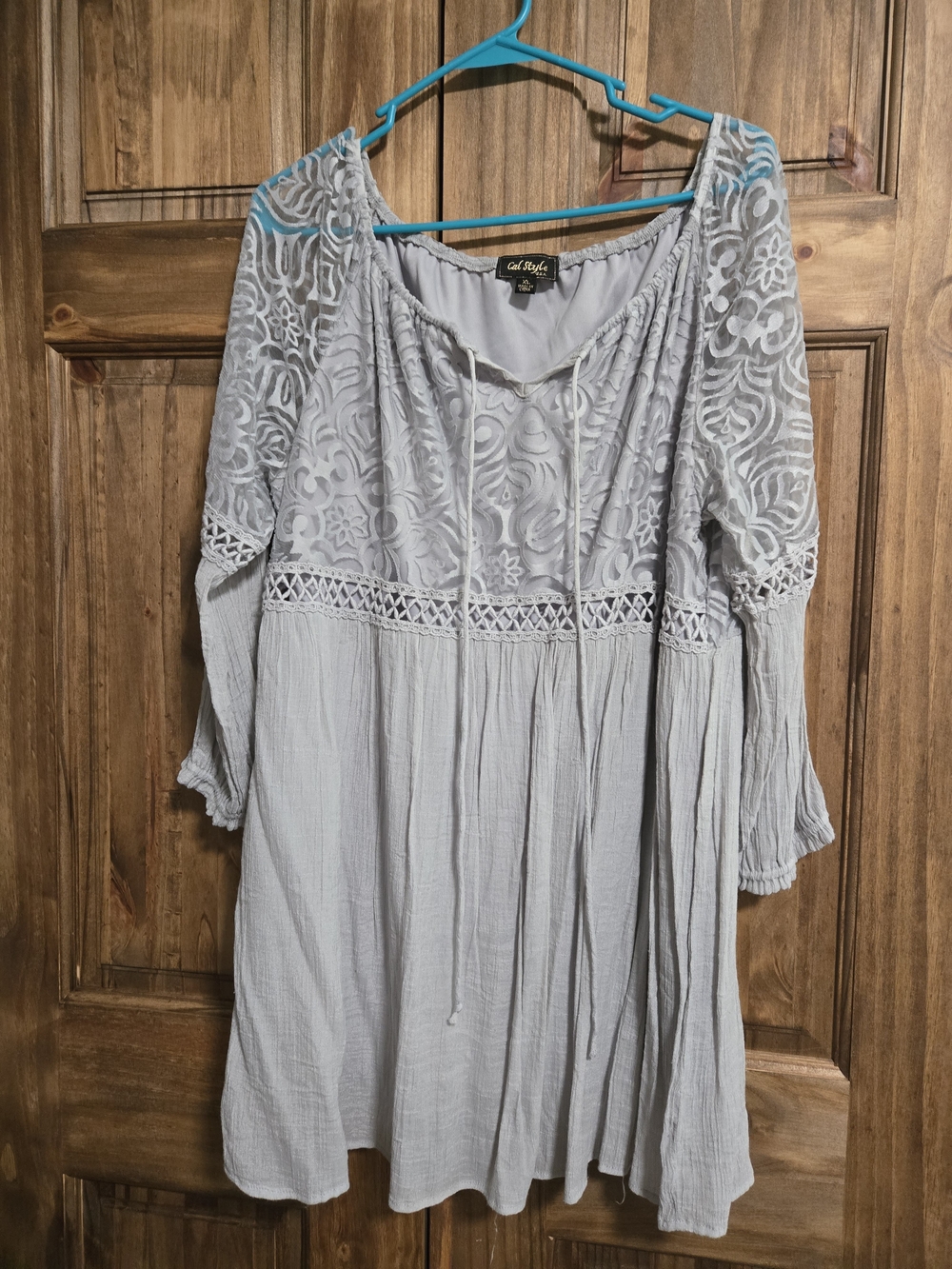 Coldwater Creek Light Gray Lace-Detail Women's Tunic Top